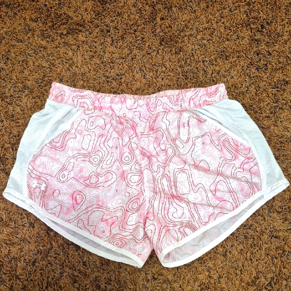Under Armour Heatgear Women's White and Pink Athletic Shorts Size Medium